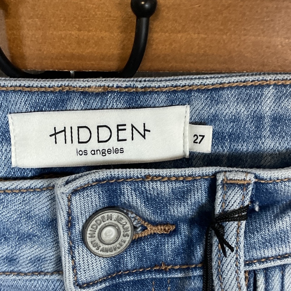Hidden Denim Tracey Cropped Cargo Jeans Size 27 Blue 28” Inseam NWT - Picture 6 of 10